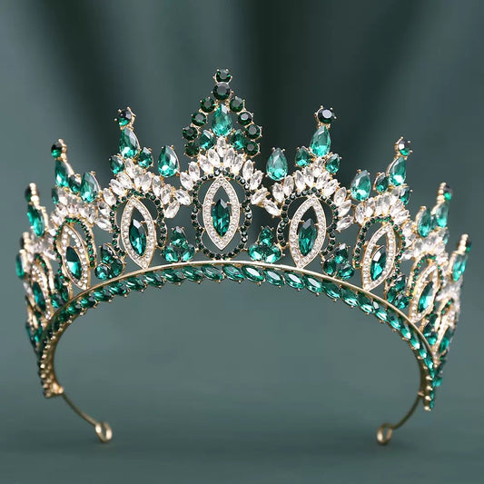 LQ1529 Royal Crystal Quinceañera Tiara - Marquise Crown Headpiece
