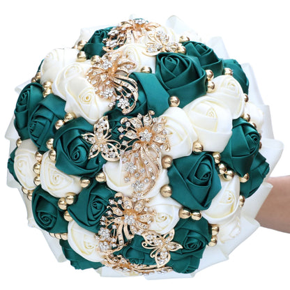 26cm Handmade Satin Rose Quinceañera Bouquet Ramo LQ306