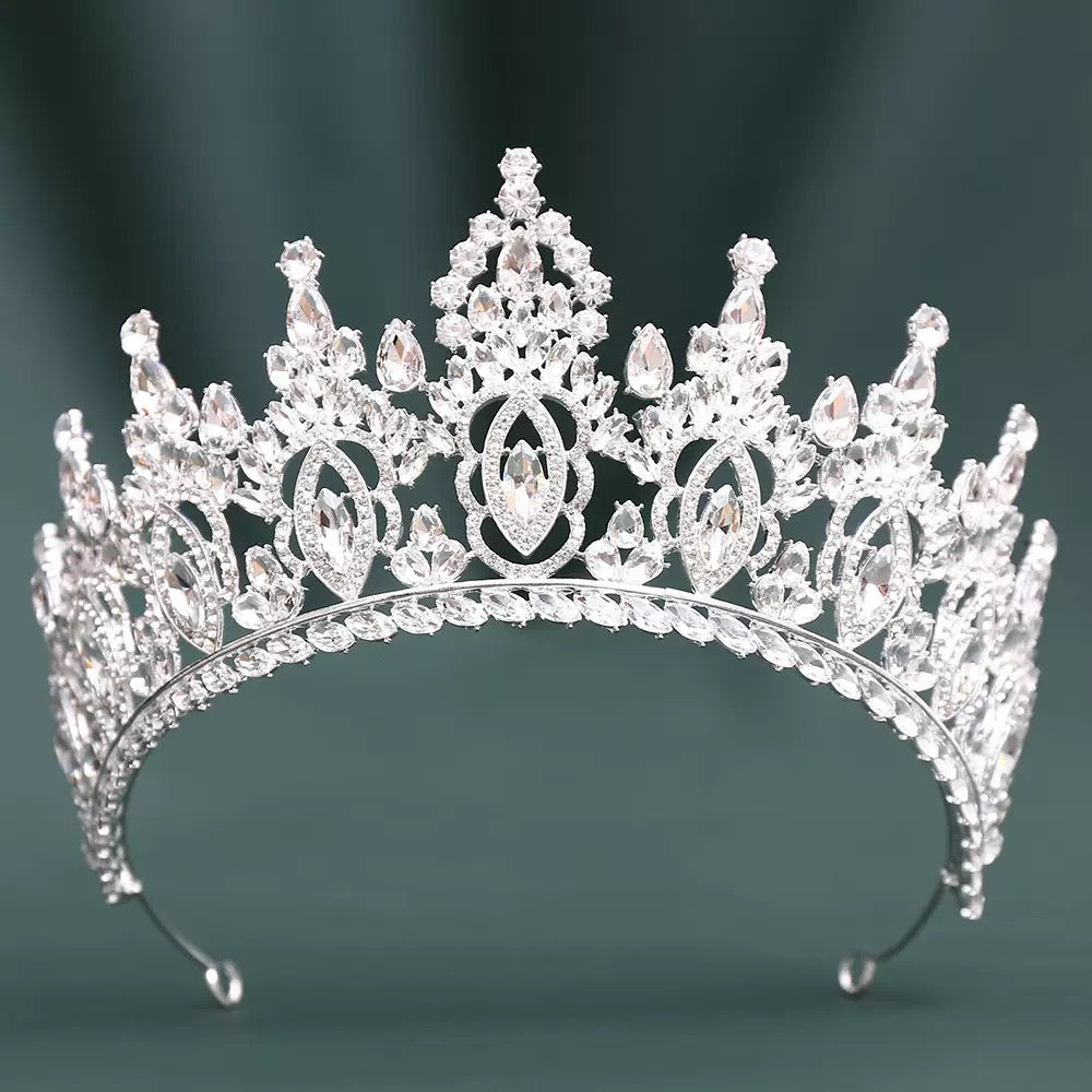 LQ1529 Royal Crystal Quinceañera Tiara - Marquise Crown Headpiece