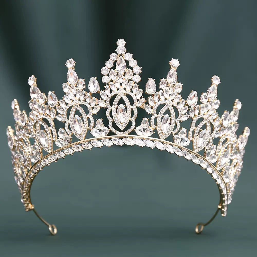 LQ1529 Royal Crystal Quinceañera Tiara - Marquise Crown Headpiece