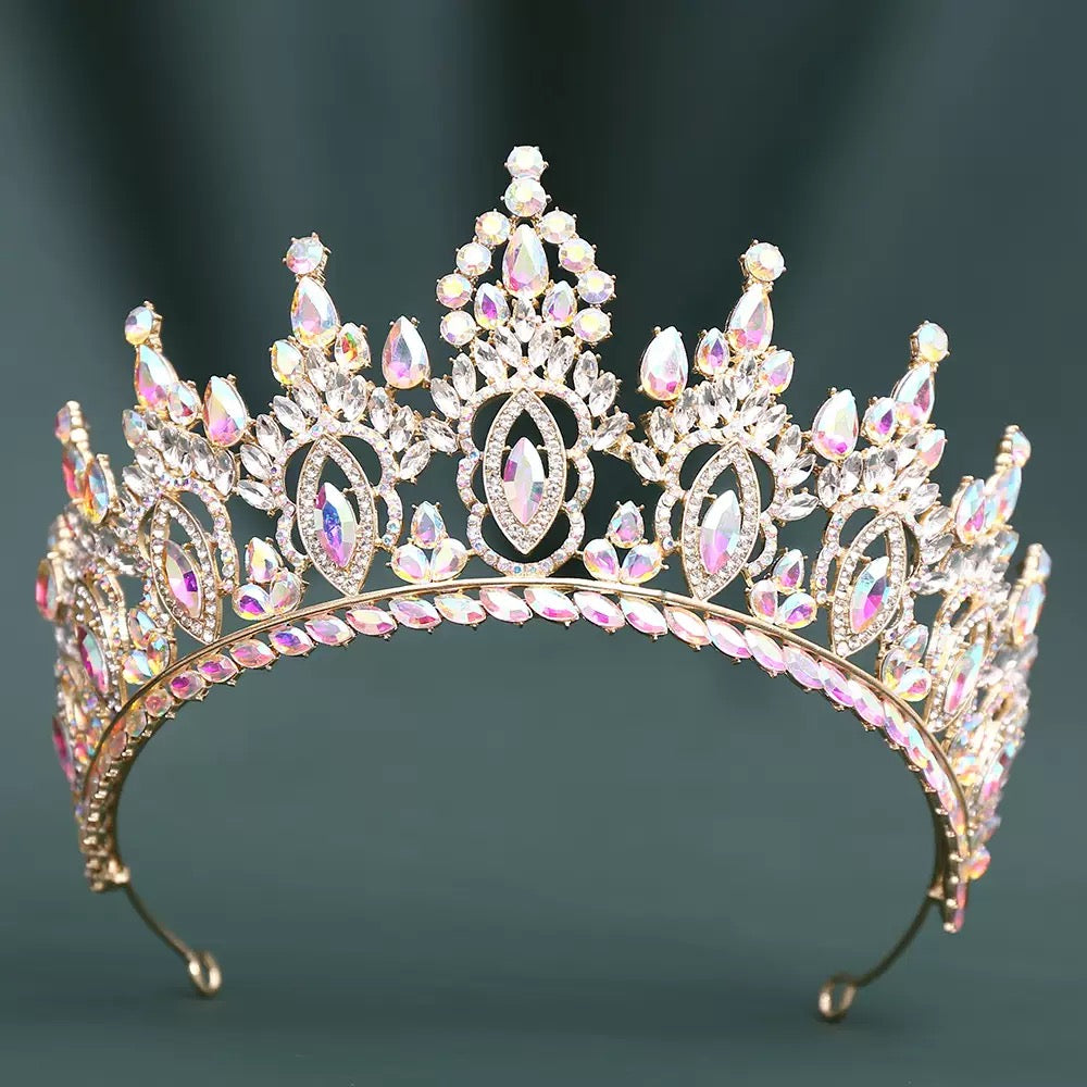LQ1529 Royal Crystal Quinceañera Tiara - Marquise Crown Headpiece