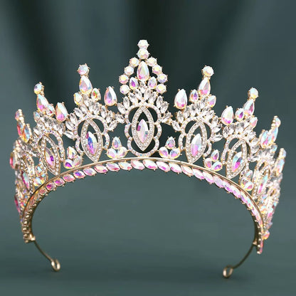 LQ1529 Royal Crystal Quinceañera Tiara - Marquise Crown Headpiece