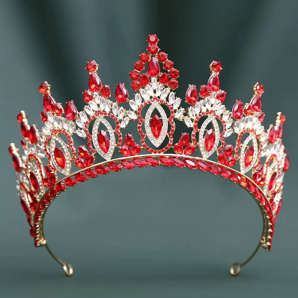 LQ1529 Royal Crystal Quinceañera Tiara - Marquise Crown Headpiece