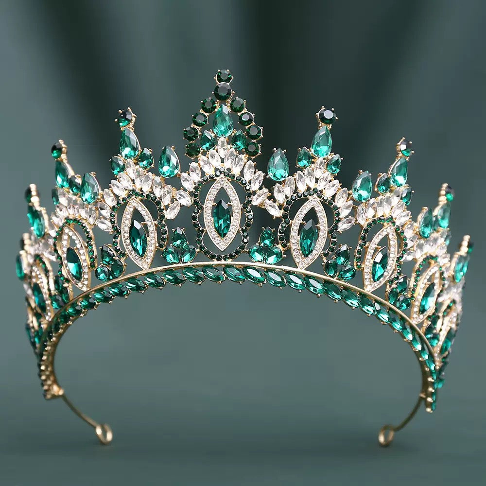 LQ1529 Royal Crystal Quinceañera Tiara - Marquise Crown Headpiece