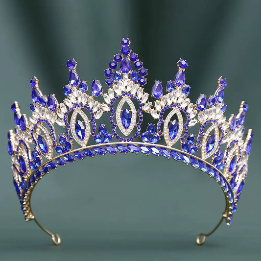 LQ1529 Royal Crystal Quinceañera Tiara - Marquise Crown Headpiece