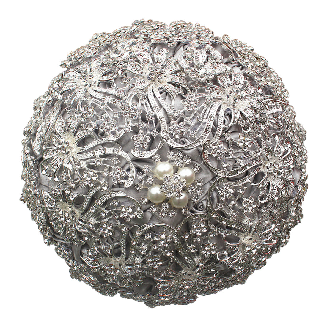 Full Crystal Rhinestones Quinceañera Bouquet Satin Rose Ramo W888-3