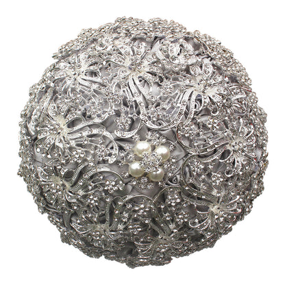 Full Crystal Rhinestones Quinceañera Bouquet Satin Rose Ramo W888-3