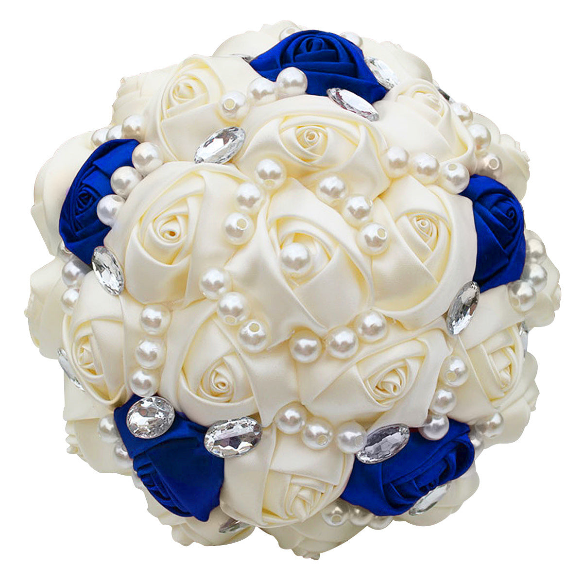 Lovequince Two-Tone Satin Rose Pearls Quinceañera Bouquet  LQ234