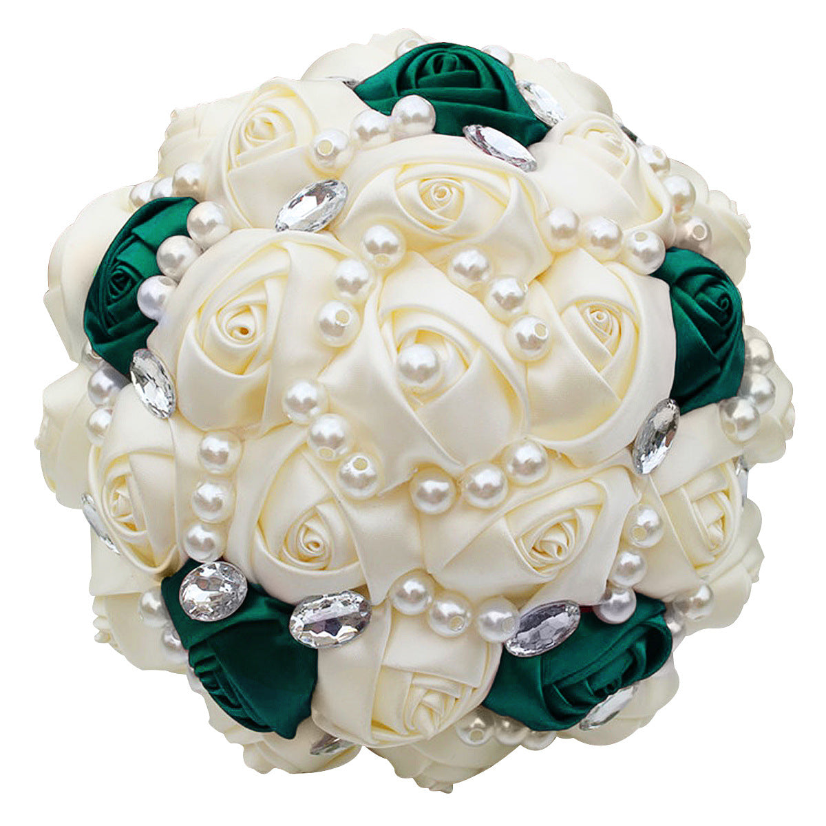 Lovequince Two-Tone Satin Rose Pearls Quinceañera Bouquet  LQ234