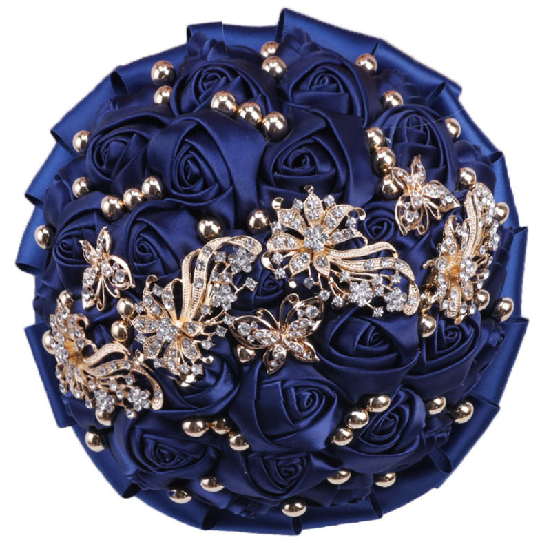 26cm Handmade Satin Rose Quinceañera Bouquet Ramo LQ306